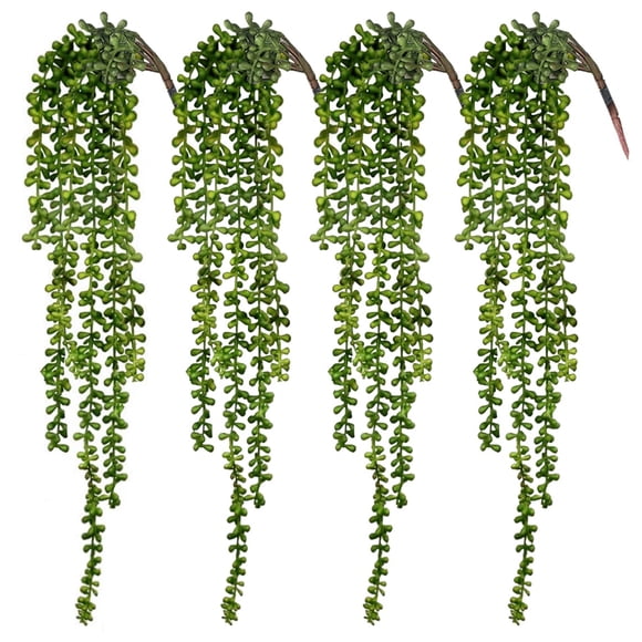Plantas Colgantes Artificiales CEWOR Cadena de Perlas x4 - 60 cm