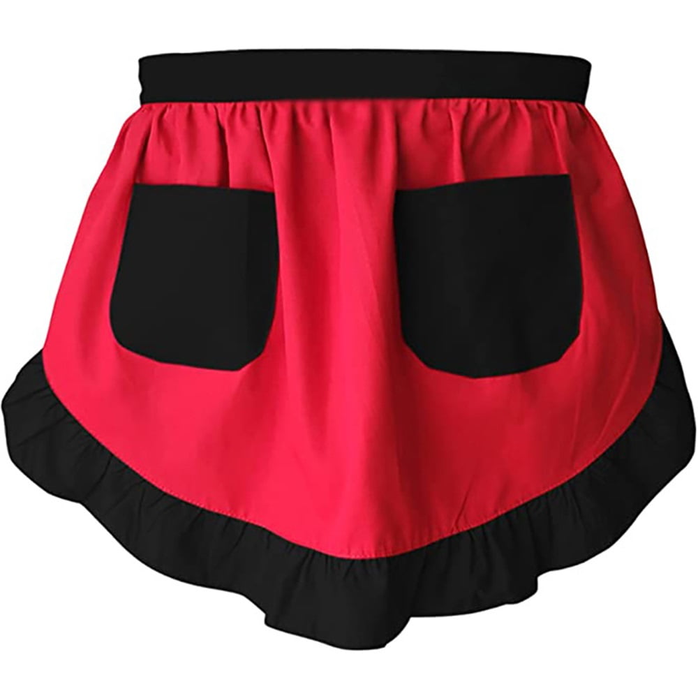 Xusx111 - Moda Cintura Delantal Cocina Cocina Restaurante Algodón Bistro Medio Delantales Con Bolsillos Para La Mujer