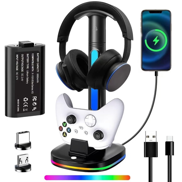 Soporte para auriculares Awgvener con cargador para control de Xbox y RGB