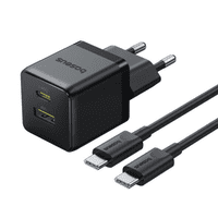 Cargador Rápido Baseus Palm Cluster Usb Y Tipo C 30W + Cable Usb C A Usbc Negro