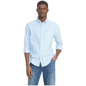 Camisa Tommy Hilfiger Oxford De Manga Larga Para Hombre, Corte Personalizado