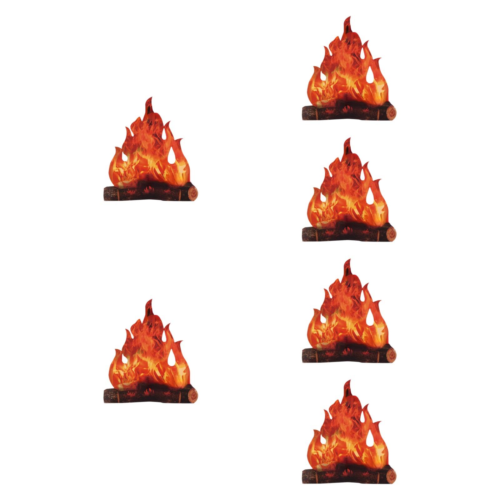 Magideal - 6 Fogatas De Cartón Decorativas 3D, Llamas Falsas, Para Navidad, Senderismo, Fuegos Artificiales, Fogatas Con Llamas Artificiales Para Fiestas En Casa