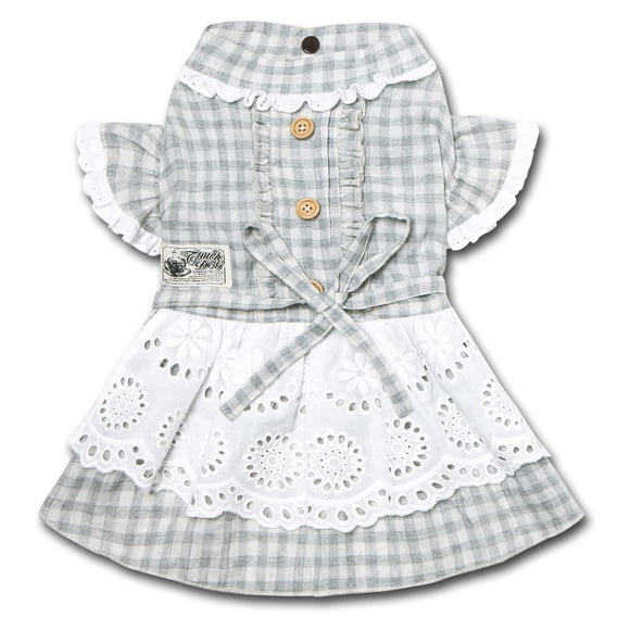 Vestido para perro Pet Life Touchdog 'I Love Poochi' con estampado a cuadros tipo mandil de cocina