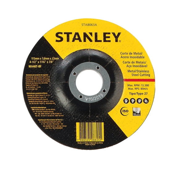 Disco de corte metal ac.inox. 45 115 x1.6x22 mm tipo1