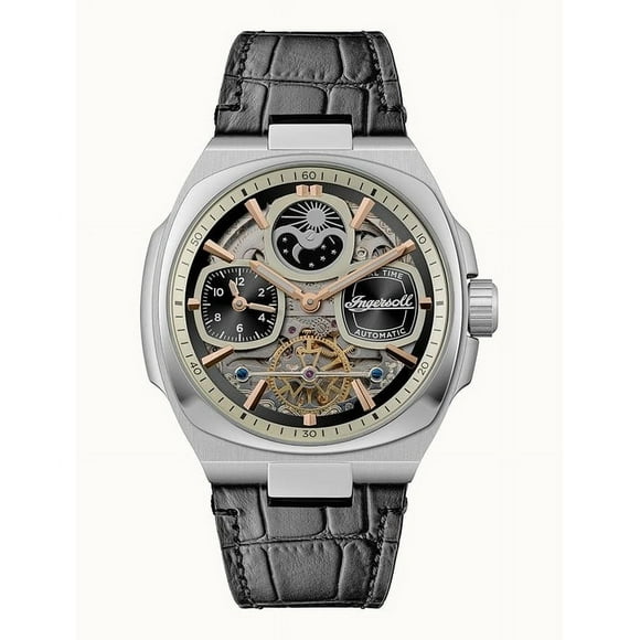 Reloj Automático para Hombre Ingersoll The Spirit Moon Phase Correa de Cuero Esqueleto Dial Negro I15801