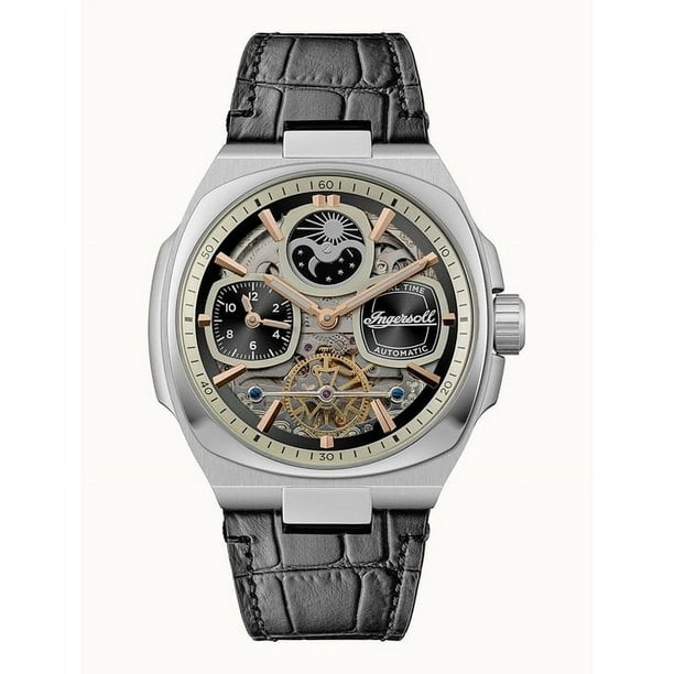 Reloj Automático para Hombre Ingersoll The Spirit Moon Phase Correa de Cuero Esqueleto Dial Negro I15801