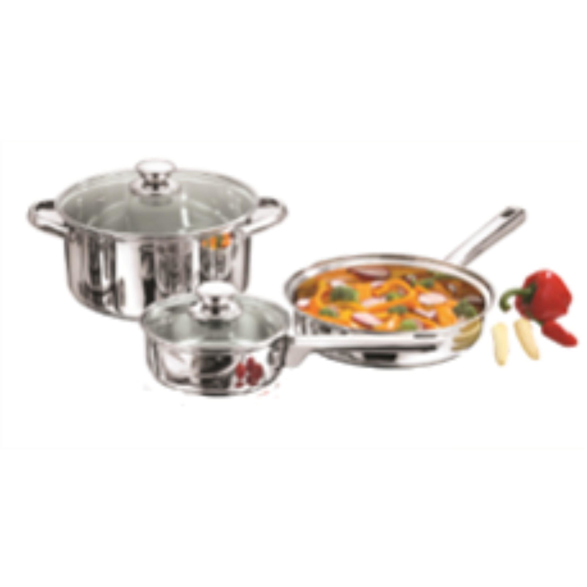 Batería de Cocina 5 Piezas Acero Inoxidable Plateado