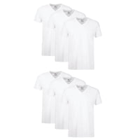 Camiseta Hanes De Algodón Con Cuello En V Para Hombre Blanca, Talla L