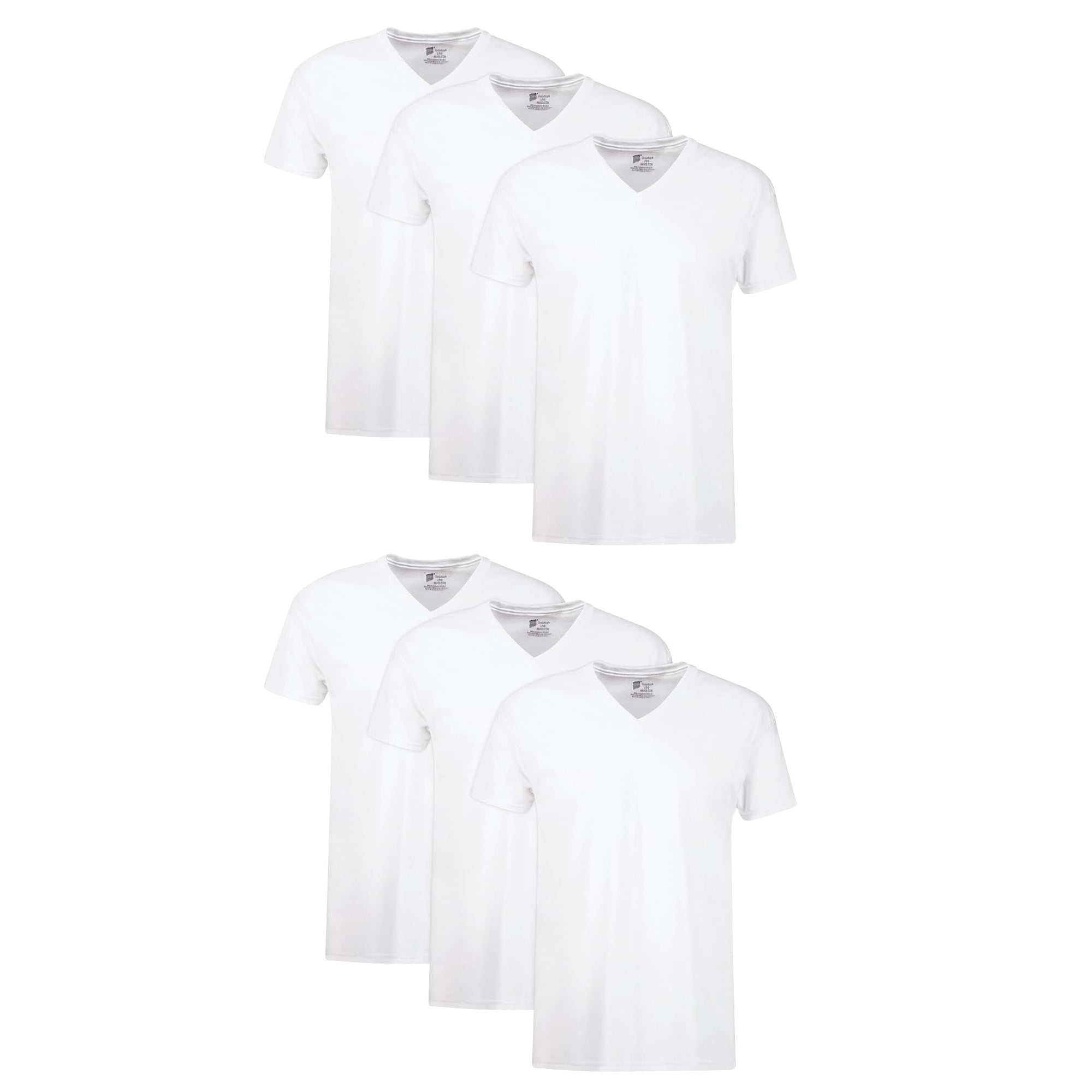 Camiseta Hanes De Algodón Con Cuello En V Para Hombre Blanca, Talla L