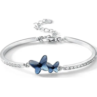 Genérico - Pulsera Cristal Swarovski Mariposa Rodinada