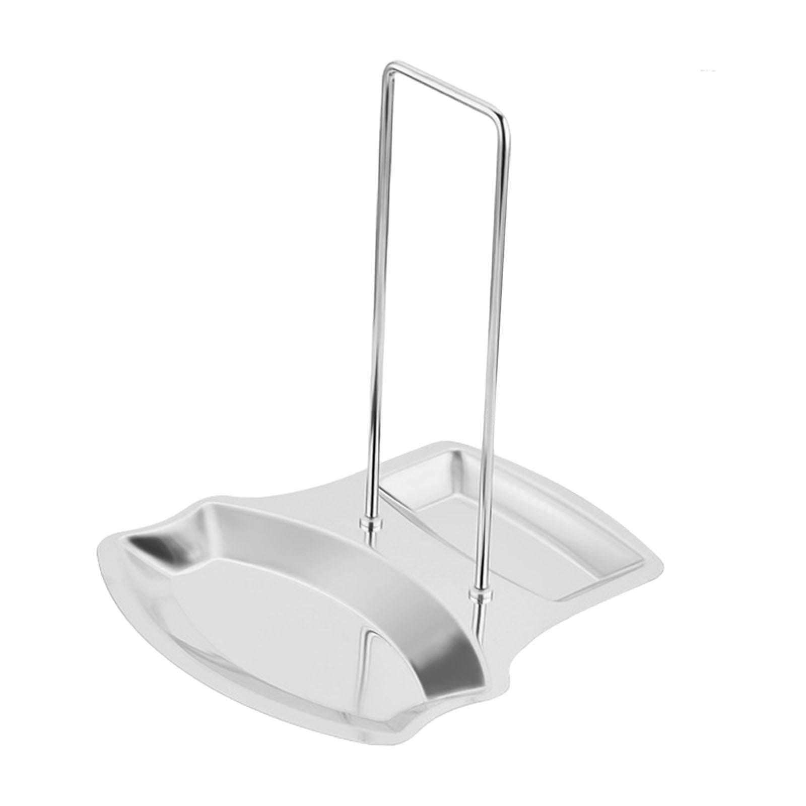 Bothyi - Reposacucharas Con Soporte Para Tapa, Práctico Recipiente Para Tapa, Estante Para Tapa, Suministros De Cocina, Plateado