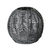 Ioensy - Lámpara Colgante Tejida Hecha A Mano, Pantalla Artesanal Para Restaurante, Bar, Comedor, Gris, Redonda