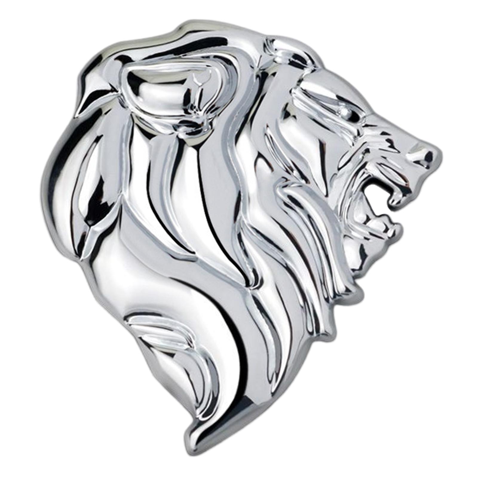 Magideal - Etiqueta Engomada Del Coche, Etiquetas Engomadas Del Rasguño Del De Del Emblema De La Cabeza Del León 3D Para La Furgoneta De La , Izquierda Plata