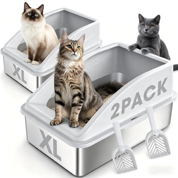 Caja de arena AIPERRO XL 58 × 38 × 28 cm (2 unidades) Blanco marfil