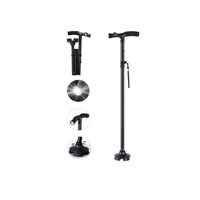 Genérico - Bastones Para Adulto Mayor, Bastón Plegable Ajustable, Luz Led Ajustable, Altura Ajustable, Base Cuádruple Pivotante, Bastón Para Ancianos Y Adultos
