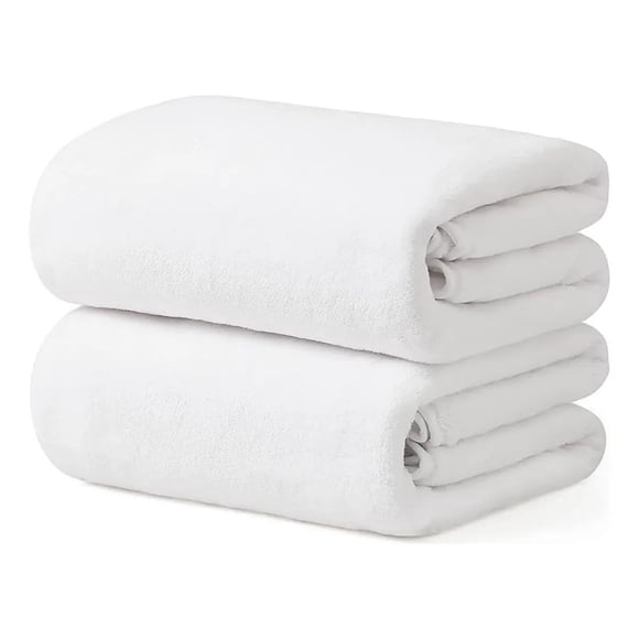 Set De 2 Toallas Grande De Baño Toallon 100 X 140 Cm Microfibra Blanco