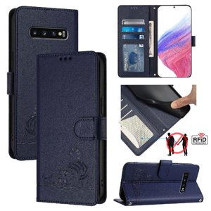 Funda Tipo Cartera Foxdock Para Samsung Galaxy S10 Con Soporte, Ranuras, Rfid, Diseño De Gato