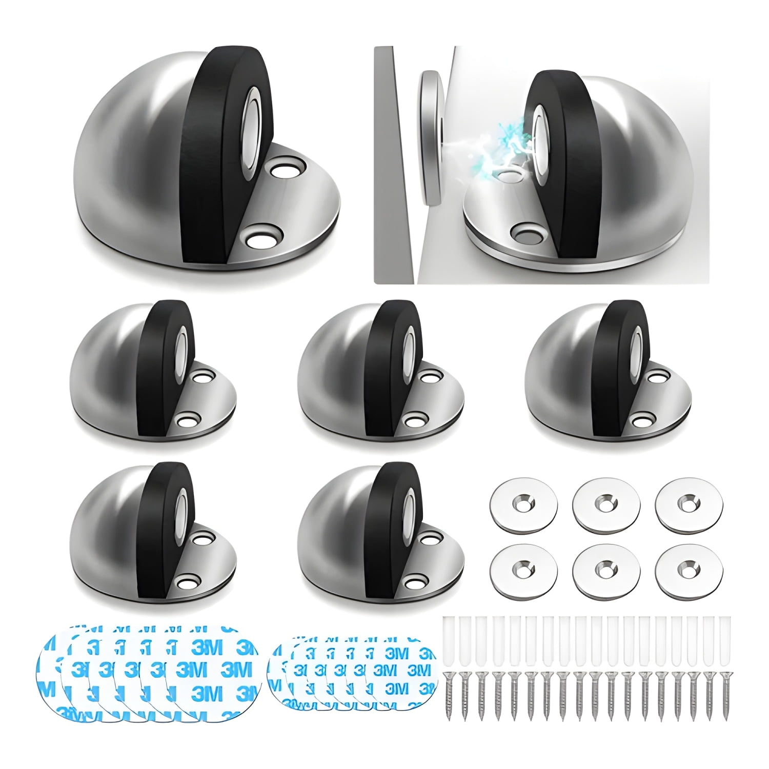 Genérico - Pack 6 Topes Magnéticos Para Puerta