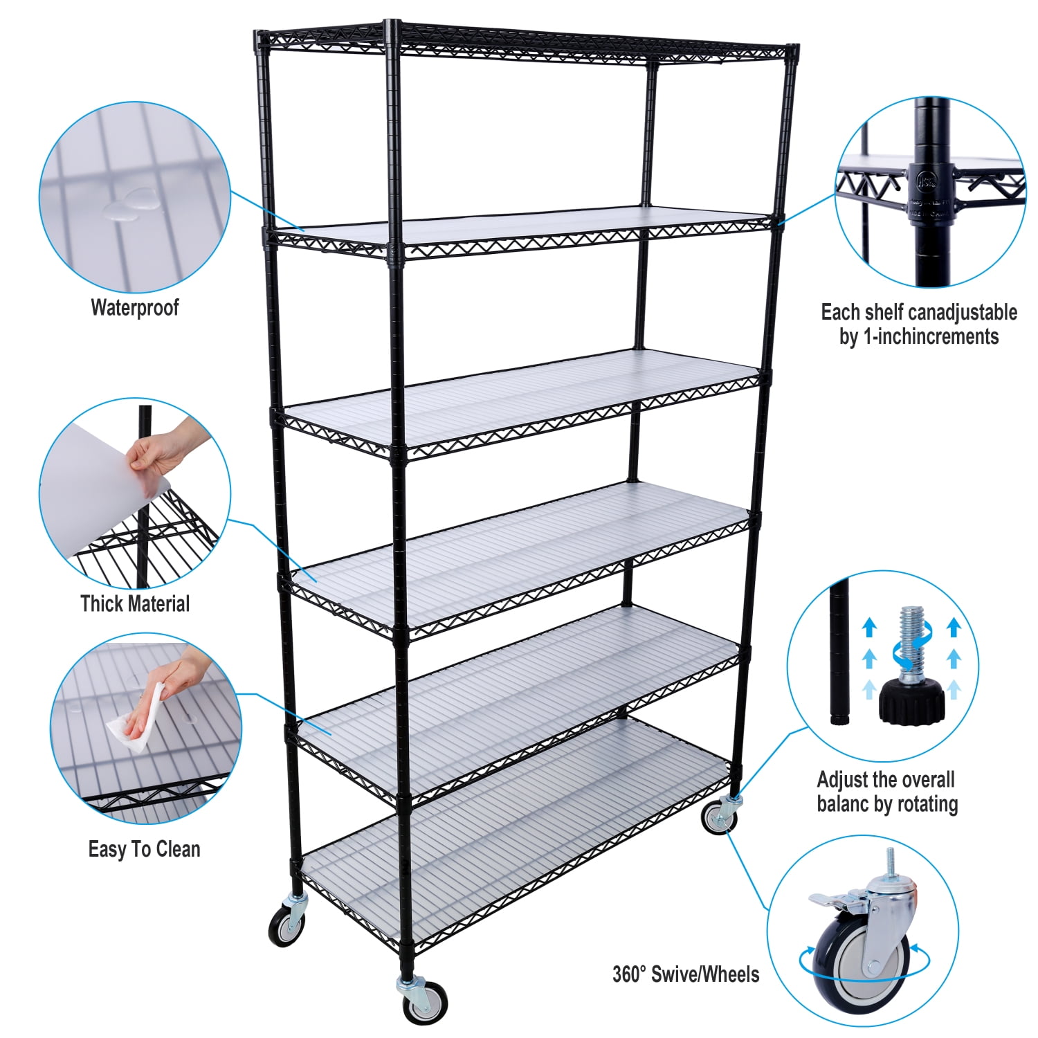 6 Tier 6000lbs Capacity NSF Metal Shelf Wire Shelving Unit, Heavy Duty ...
