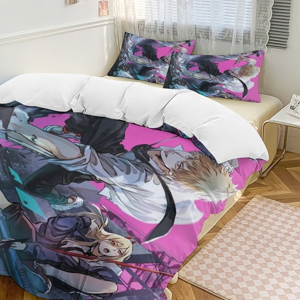 Chainsaw Man Anime Home Bed 3-piece Set Classic Japanese Anime Polyester Wash Student Dormitory Set