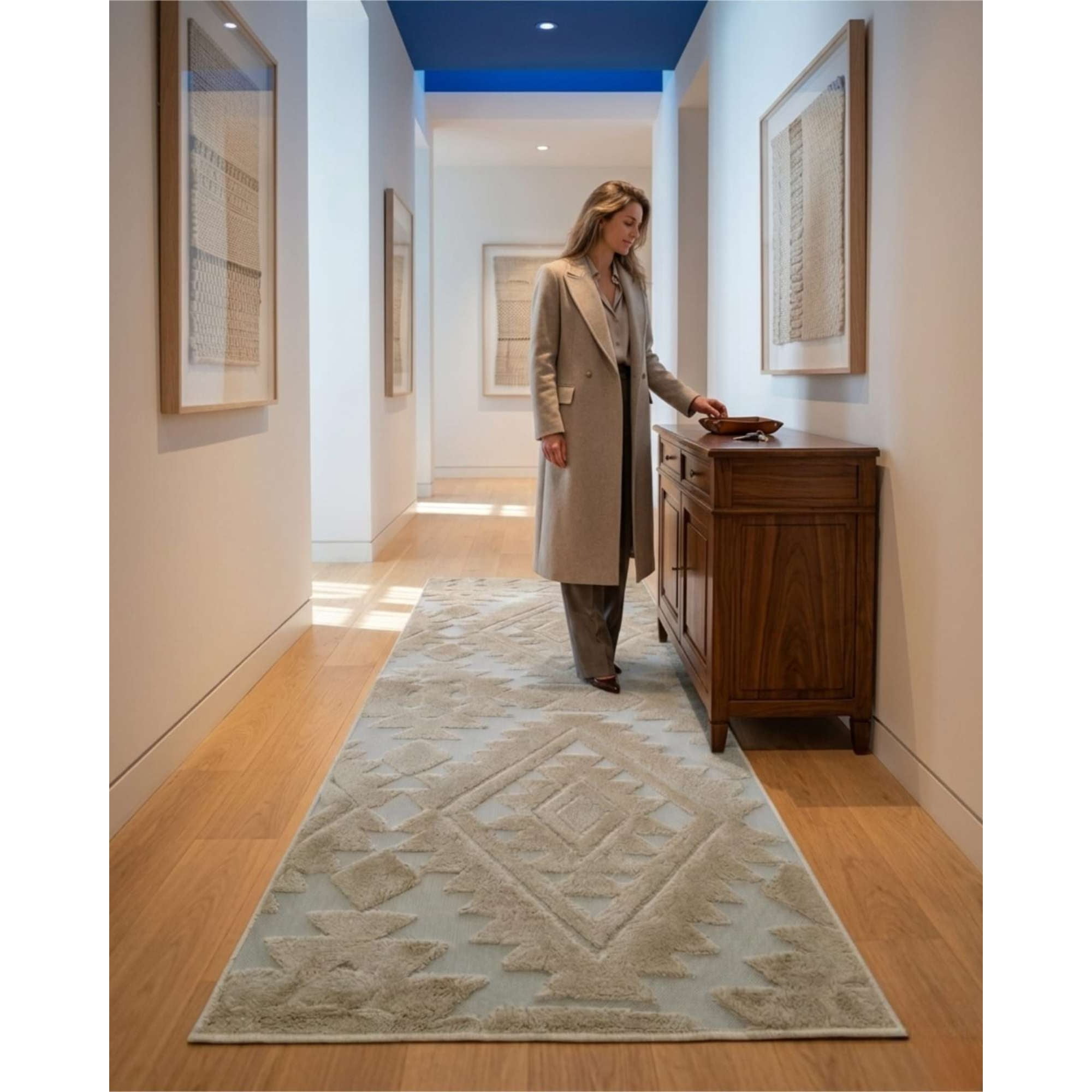 Mylhogar - Alfombra De Pasillo Minimalista Jacquard 60x160 Cm