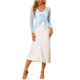 thumbnail image 2 of INSPIRE CHIC Bolero de Encaje Floral para Mujer con Dobladillo Volante, Cárdigan Recortado con Lazo Frontal, Cubierta Ligera de Verano Azul Claro M, 2 of 6