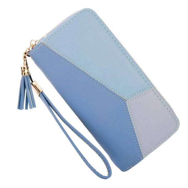 Cartera de gran capacidad para mujer, tarjetero de crédito, de piel sintética, con cremallera.