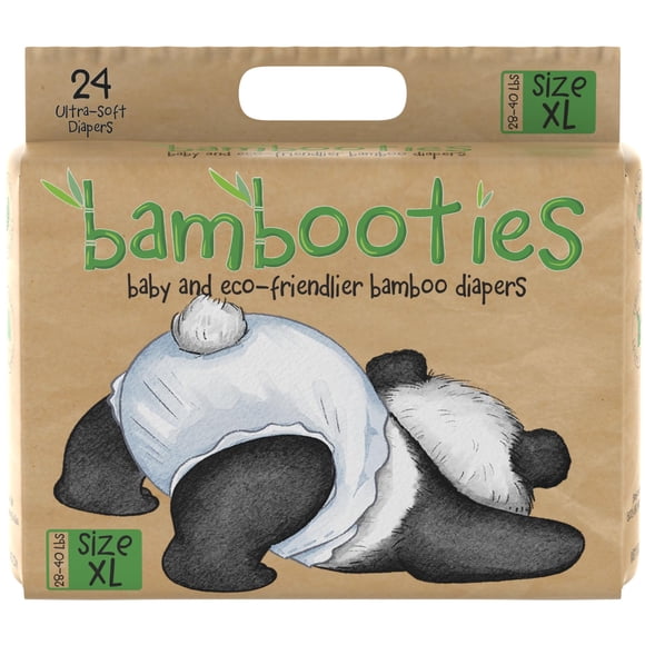 Pañales Bambooties de bambú totalmente libres de cloro (TCF), talla XL, talla 5