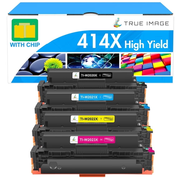Paquete de 4 cartuchos de tóner TRUE IMAGE 414X de alto rendimiento para HP