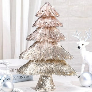 Árbol De Navidad Memorywuu Con Purpurina, Color Champán, 39 Cm