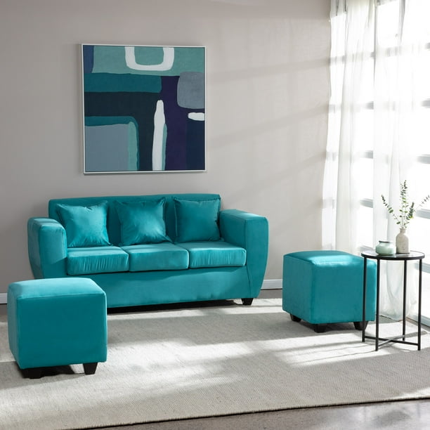 Living Kansas 3 cuerpos + 2 Pouf Felpa Calipso