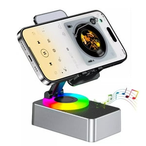 Soporte Para Celular Con Parlante Bluetooth Power Bank 1500Mah Plegable Gris Aaronmei