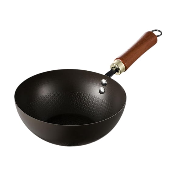 Mango De Madera De Wok Nonstick Wok Utensilios De Cocina De Gas De Gas Plano Para El Hotel De Cocina Casa 28 Cm