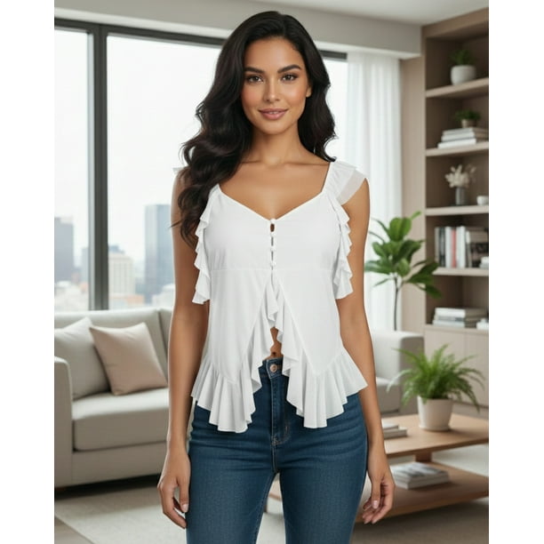 Blusa Casual Mujer con Flecos Sueltos
