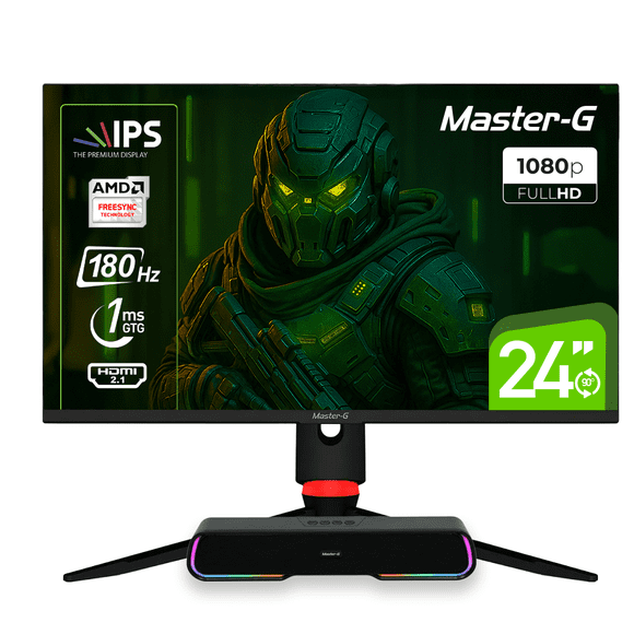 Pack Monitor Gamer 24" Pivot FHD IPS 180hz 1Ms + Soundbar BT