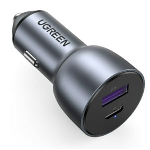 Cargador Automovil 1Usb-C + 1Usb-A Carga Rapida 42.5W Max Aluminio Ugreen Cd213