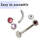 thumbnail image 3 of Piercing para ombligo de titanio F136, corrugado al agua, con diamante checo, aleación de titanio G23, para cuerpo, joyería, anillo de suspensión para ombligo., 3 of 5