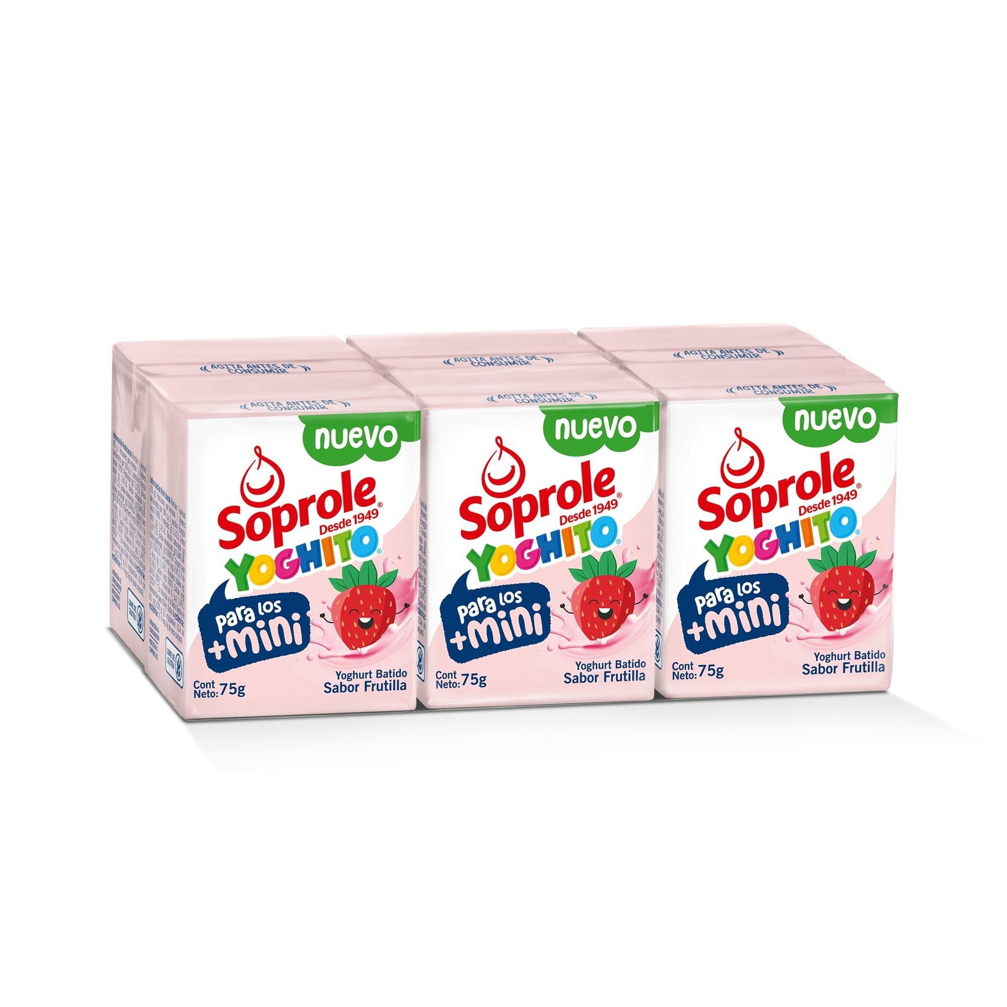 Yoghurt Batido Mini Frutilla Pack 6 Caja 450 g Soprole
