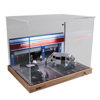 Magideal - Simulación Taller De Reparación De Automóviles Diorama Modelo Kit De Construcción Paisaje Garaje Estacionamiento Con Caja De Polvo Con Luz