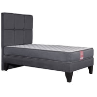 Colbox - Cama Europea America-Gris + Respaldo Atenas 1.5 Pl Tela Gris