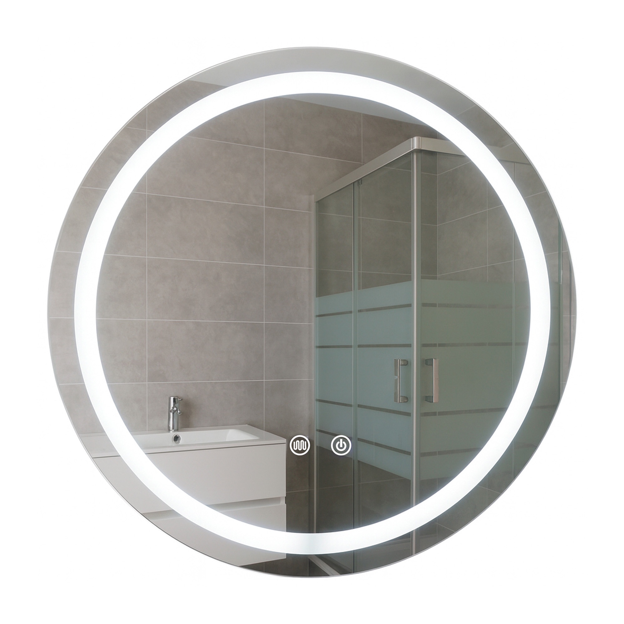 Joytek - Espejo Redondo Touch Con Luz Led 3 Colores 60 Cm De Diámetro