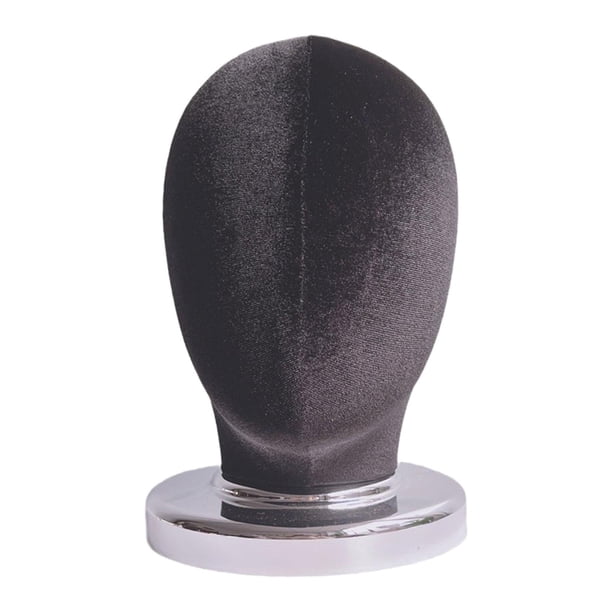 Cabeza de bloque de lienzo para exhibición de pelucas con Base de PVC (altura 25cm), cabeza de tela para maniquí, soporte de exhibición para pelucas y Terciopelo negro