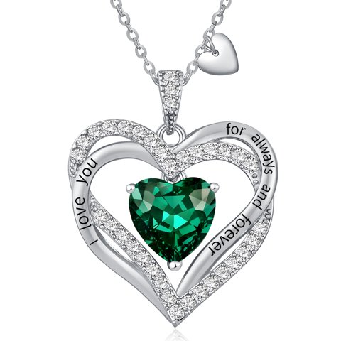 Collar Heshpaws Love Pendant Birthstone Zirconia Plata