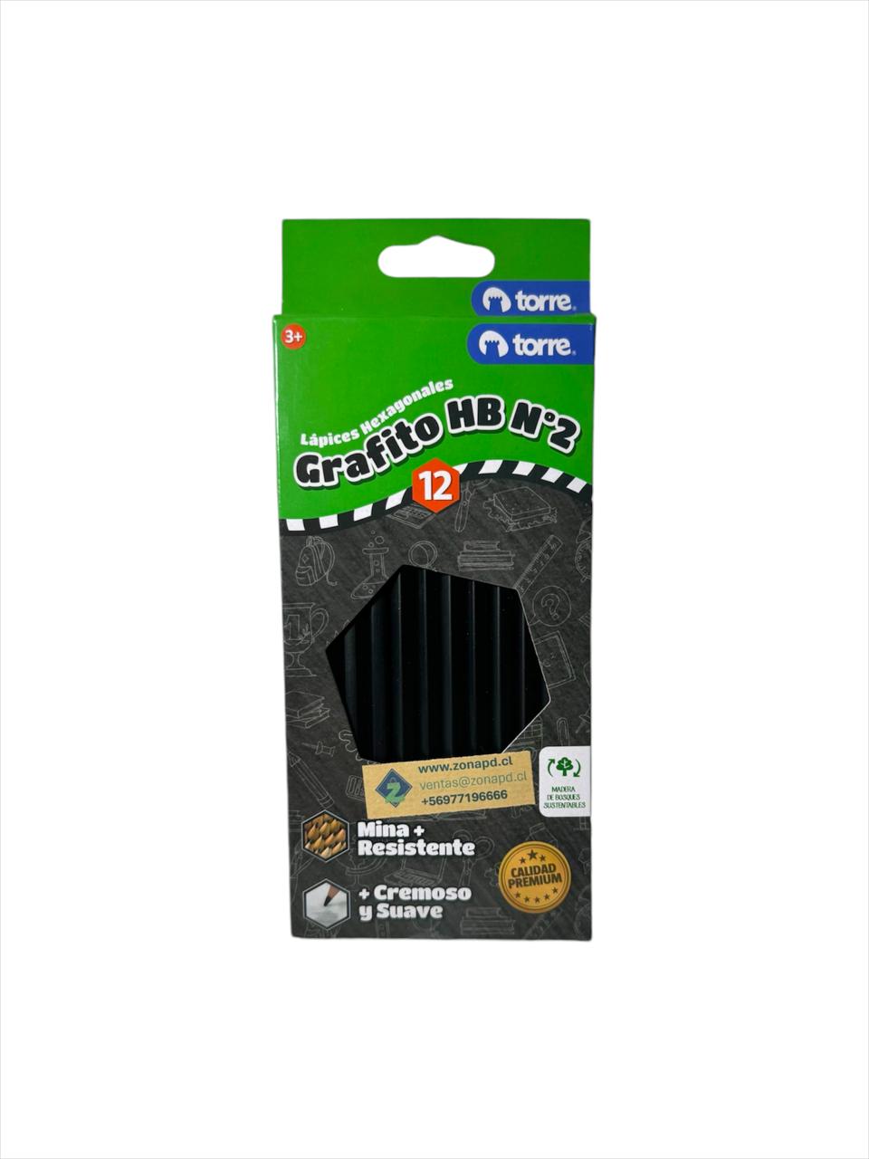 Torre - Lapices Hexagonales Grafito Hb N°2 12 Unidades