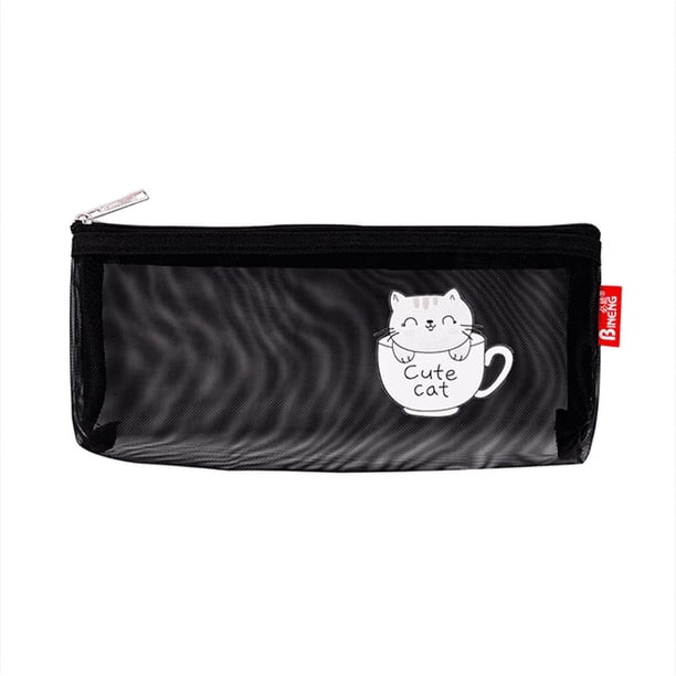 Large Capacity Transparent Cartoon Pencil Case with Zipper - Perfect for Students and Stationery Lovers