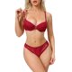 thumbnail image 4 of INSPIRE CHIC Conjunto de 2 Piezas para Mujeres Conjuntos de Lencería de Encaje Sujetador con Aros y Cierre Frontal y Braguitas de Talle Bajo XS Rojo Vino, 4 of 4