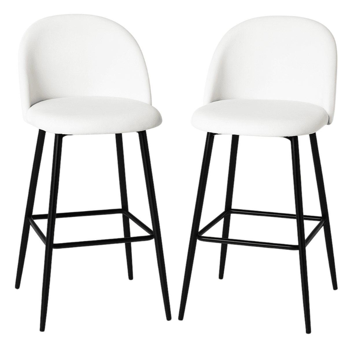 Moboi - Pack 2 Pisos De Bar Taburete Velvet 66cm Terciopelo Blancos