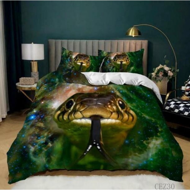 Snake Printed Quilt Duvet Cover Set Bed Linen Kids Bedroom Decor Soft3-Piece Bedding Set