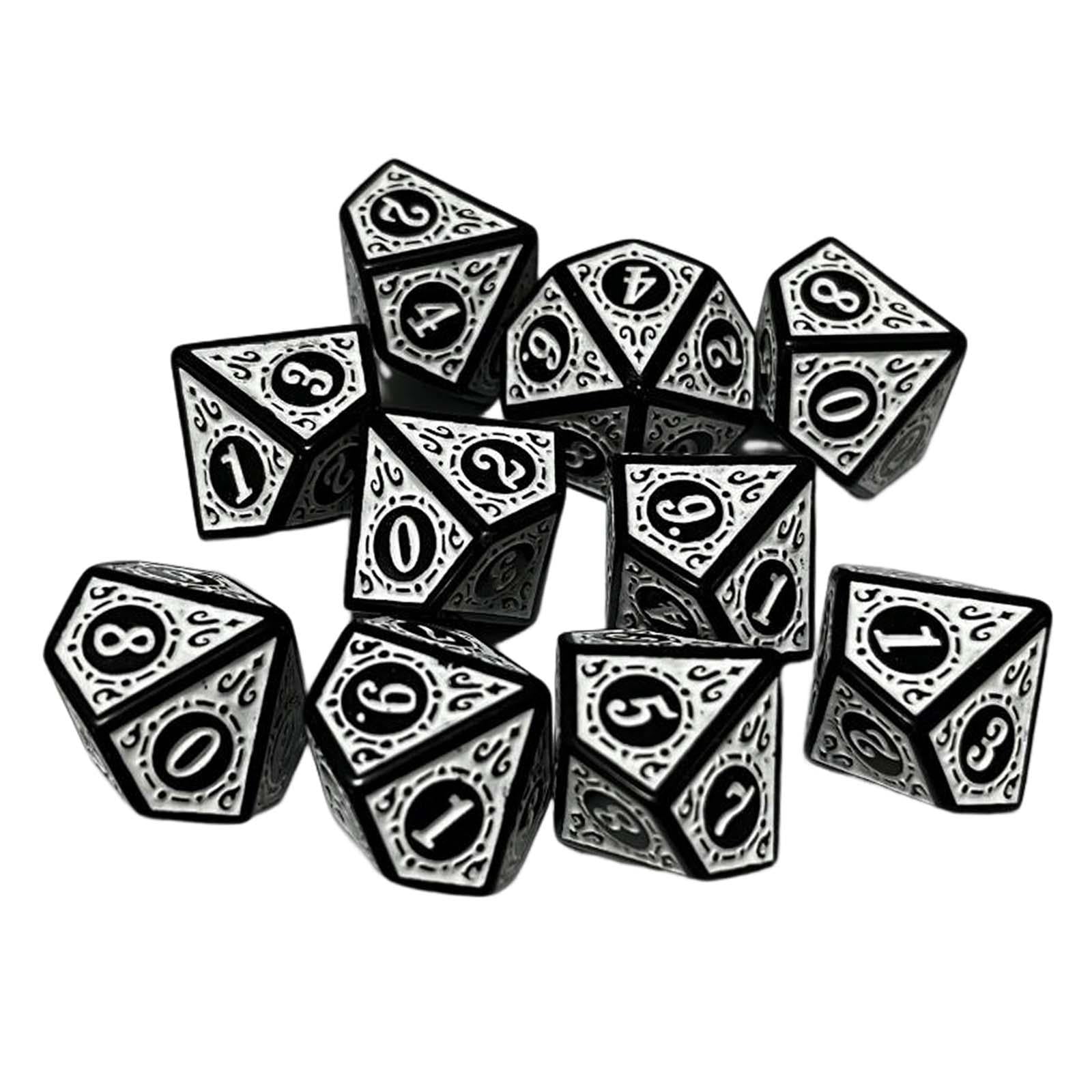 Magideal - 10x Dados Poliédricos Juego De Dados Juguetes De Barra Dados De Múltiples Caras Dados Acrílicos D10 Para Juegos De Mesa Juego De Mesa Reunión Familiar Blanco