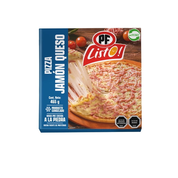 Pizza Jamón Queso Congelada, 465 g